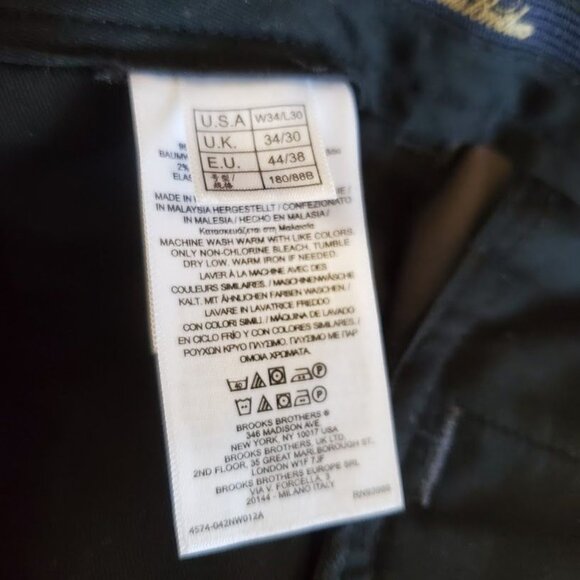 Brooks Brothers Advantage Chino Milano Fit Gray Pants Men's Slim Fit 34/30 - Picture 4 of 4